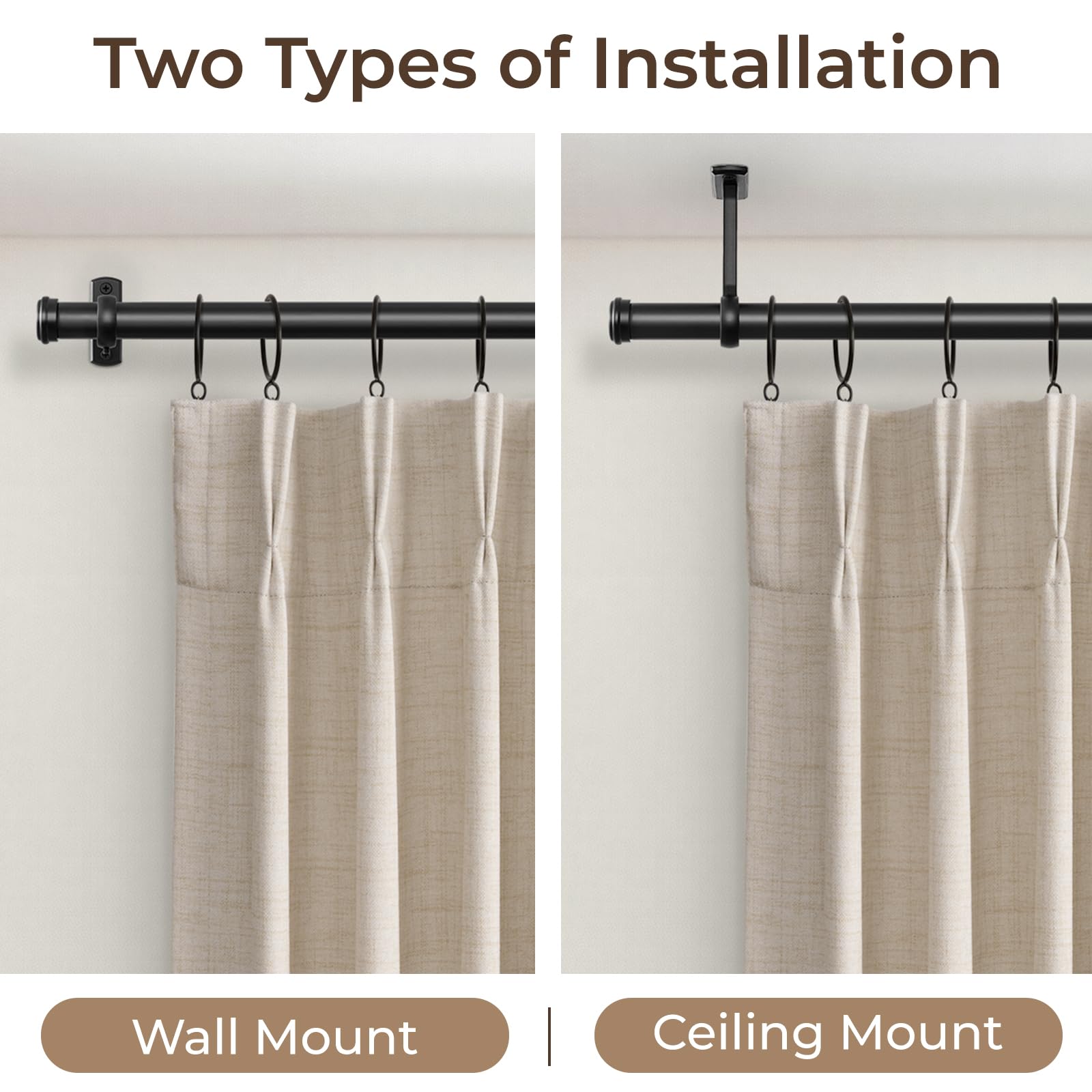 Snapklik.com : 1 Inch Blackout Curtain Rods For Windows Patio