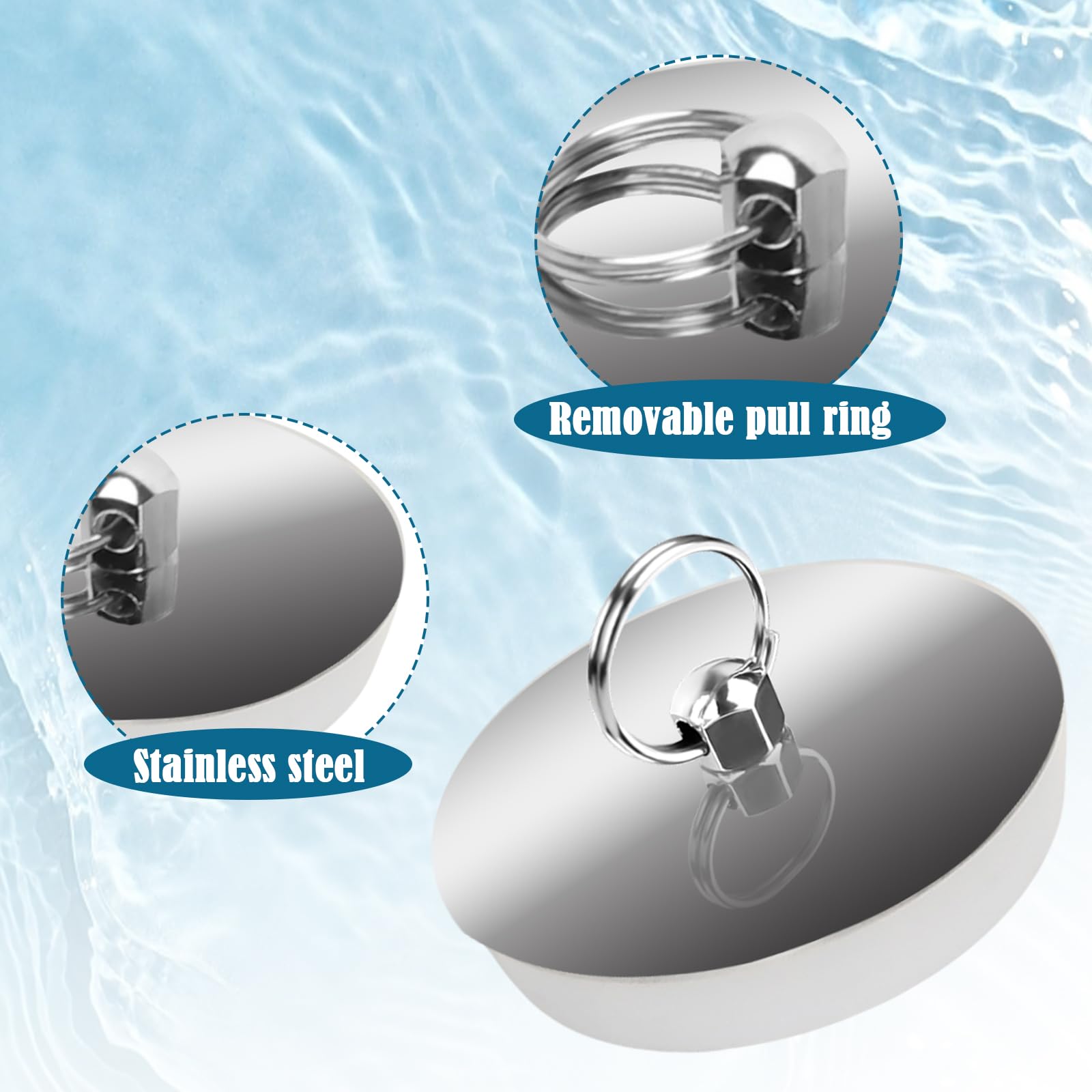 Bouchon De Baignoire & Évier Universel En Acier Inoxydable – Ø 39-44 Mm – Facile à Utiliser