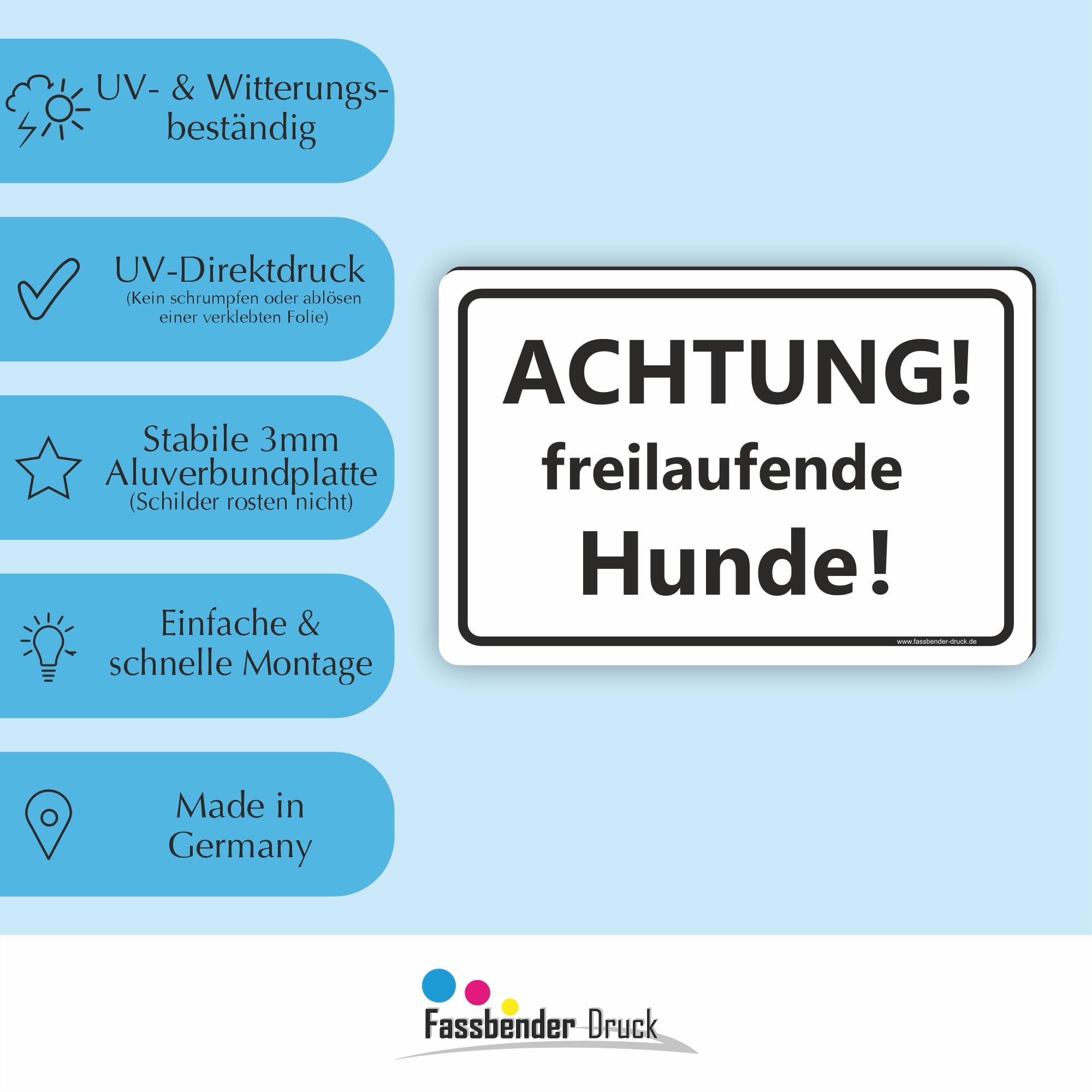 ACHTUNG! freilaufende Hunde! / T-019 (60x40cm Schild)
