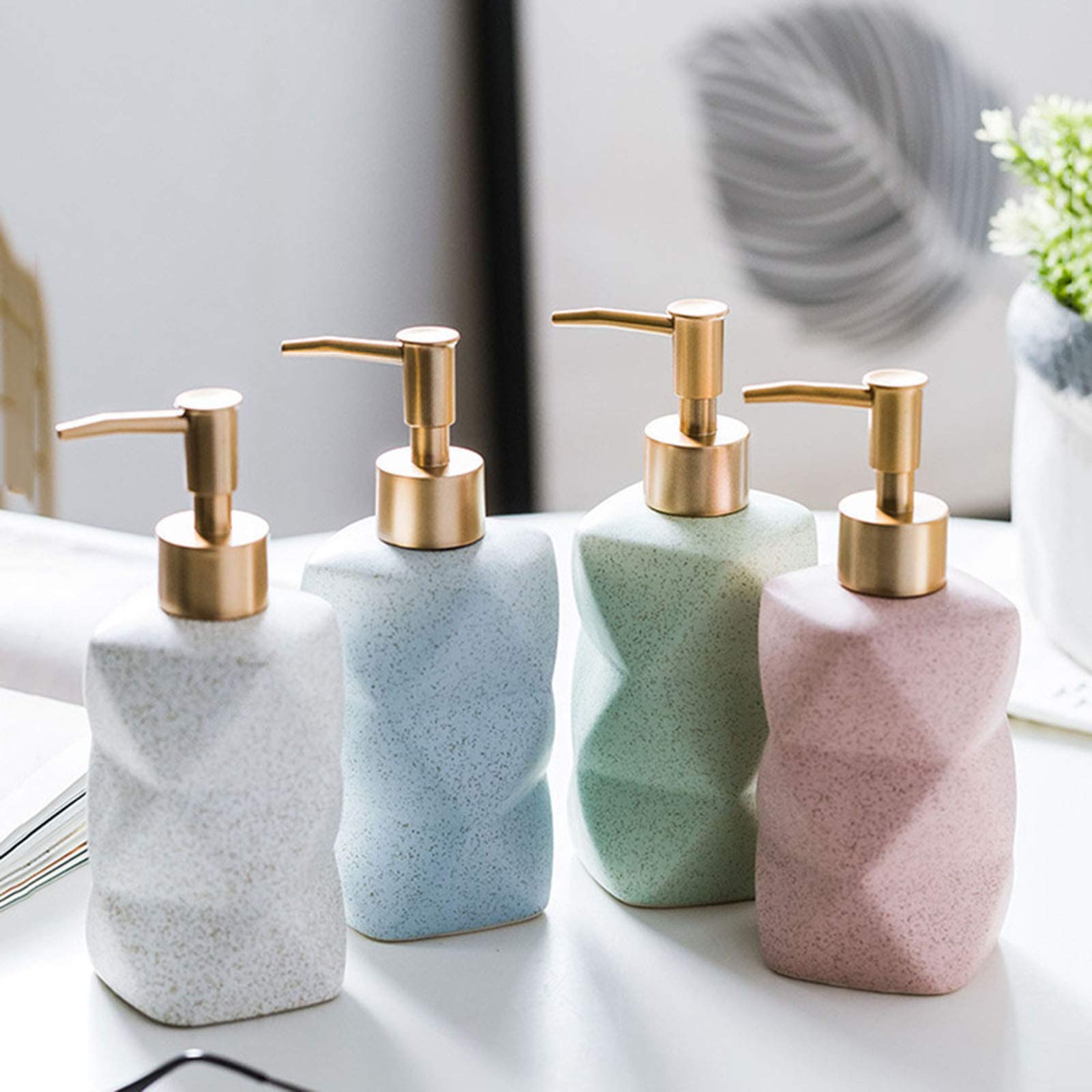 Keramik Bad-Accessoires-Set Bad Toilette Hotelbad Waschset 4-5-6 Stück Set Tumbler Seifenschale Seifenspender Zahnbürstenhalter Mundwasserbecher,Rosa,4 Piece Set