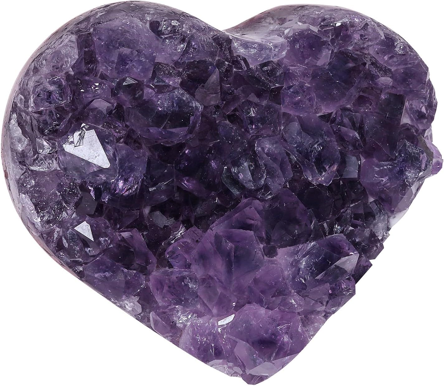 Nupuyai 201g-300g Heart Shaped Amethyst Cluster Geode, Natural Crystal Stone Mineral Specimen Raw Rock Quartz for Home Decor, Meditation
