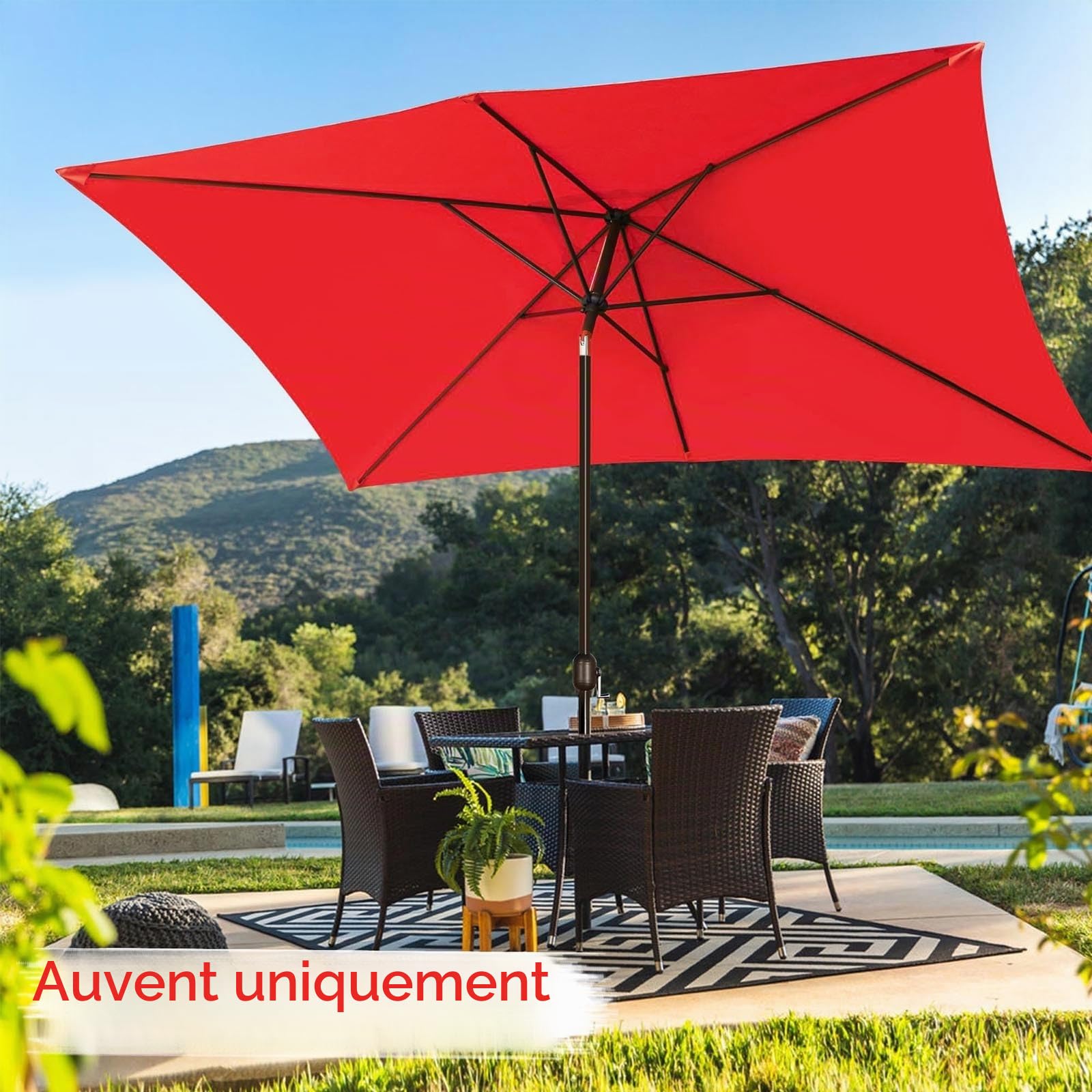 WORDFUN 2x3m Auvent De Rechange, 6 Baleines Toile De Rechange De Parasol Rectangulaire, Bâche De Remplacement pour Parasol Déporté, Dessus De Parapluie De Remplacement, Imperméable, AntiUV(Beige)