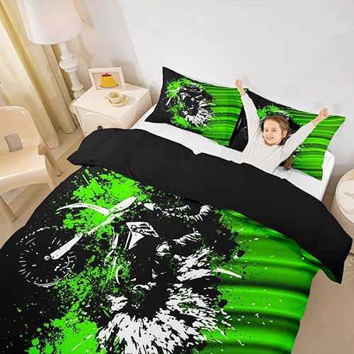 Vista 27 de Feelyou Juego de ropa de cama de coche de carreras y avión en blanco y negro – Funda de edredón y funda de edredón para niños y adolescentes