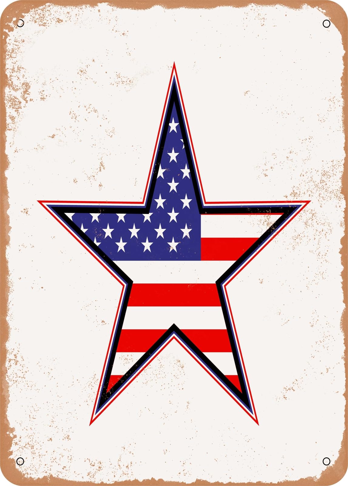 Metal Sign - Star American Flag - Vintage Rusty Look home decor