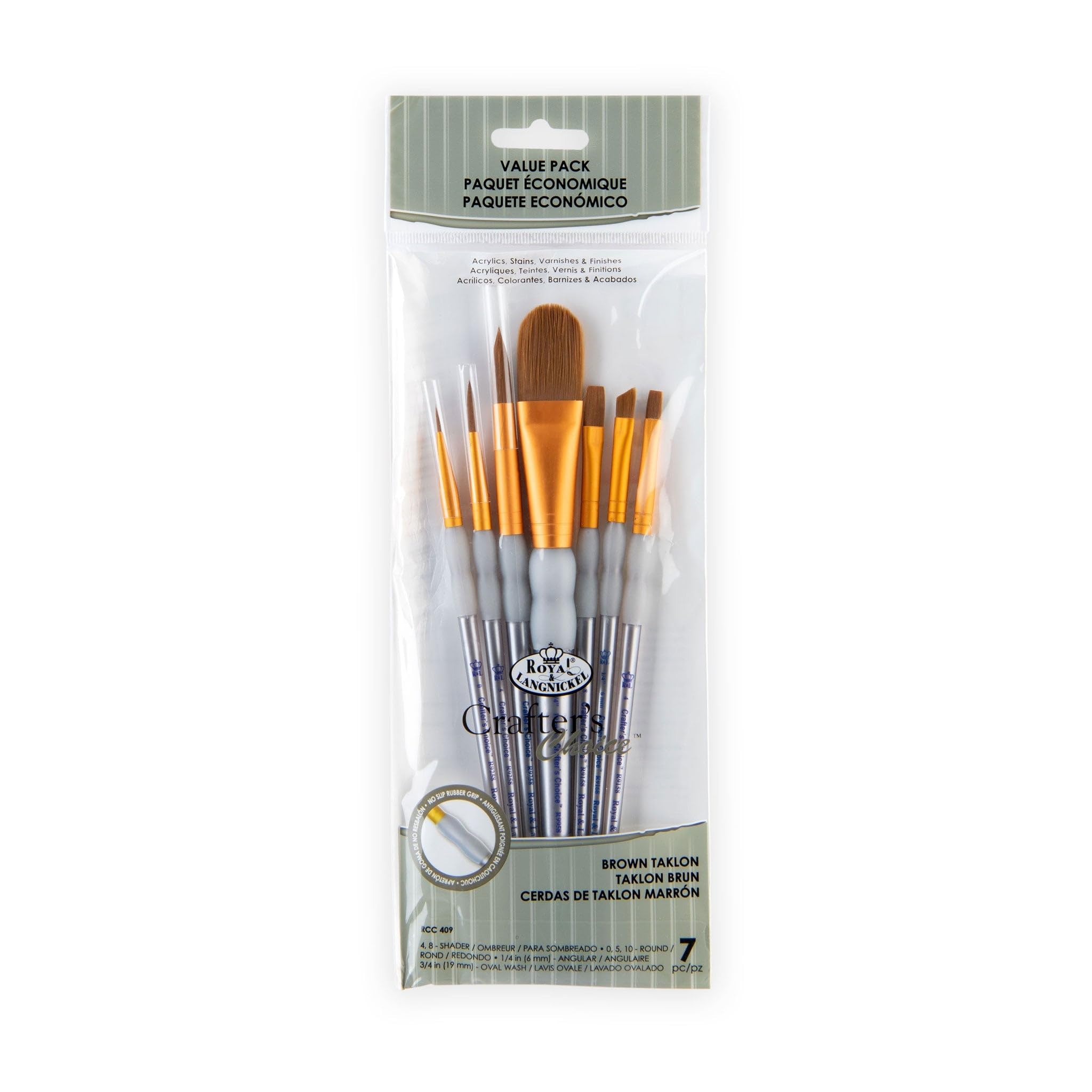 Royal Brush Crafter's Choice Black Taklon Oval Brush Variety Set (7 per Pack), Multicolor