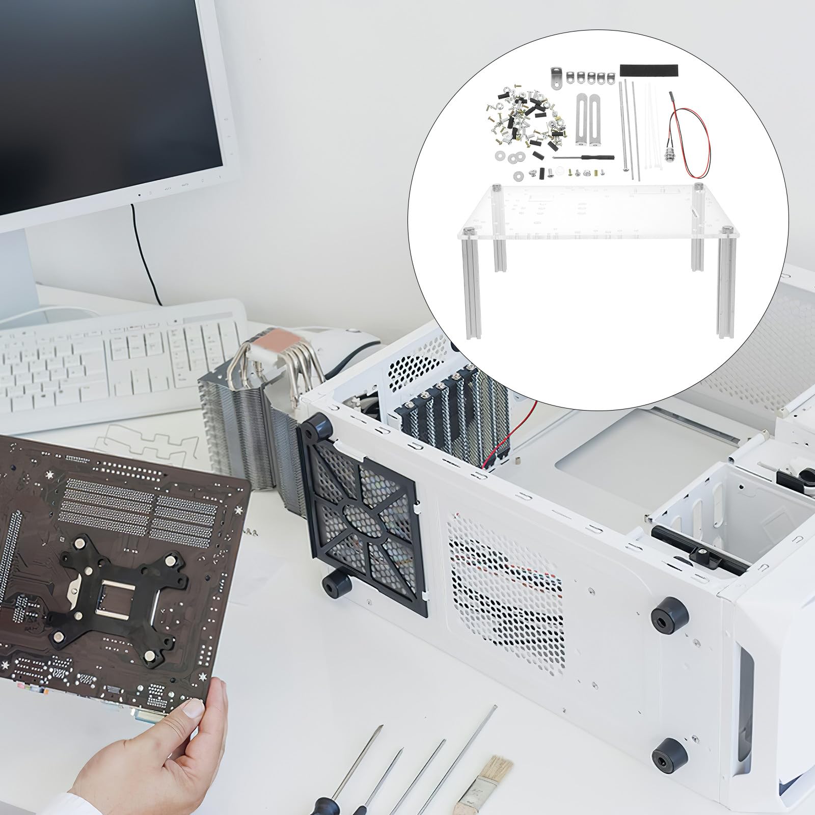 Supporto per Computer Aperto Telaio Open Air Compatto per Case Mini/Micro ATX Base Stabile per Test e Manutenzione PC Accessorio Resistente per Professionisti