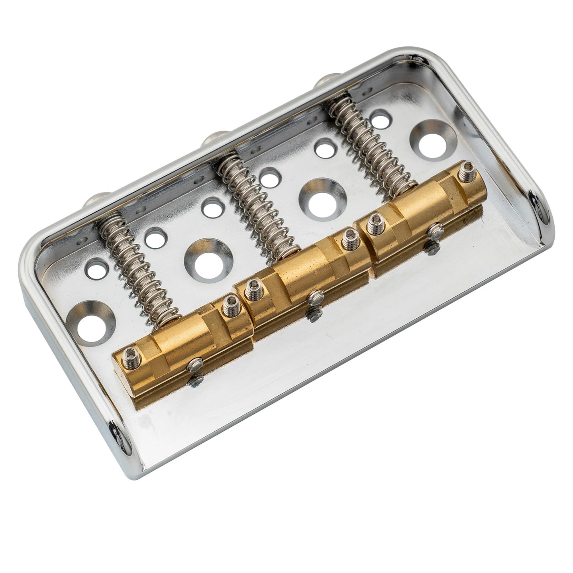 Standardowy mostek gitarowy Krótka Płyta Podstawowa Z Litego Aluminium O Średnicy 54 Mm Z Mosiężnym Mostkiem Z Trzema Siodłami(Chrome)