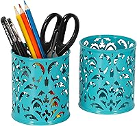 Vista 6 de EasyPAG 2 Portalápices floral de 3.25 pulgadas de diámetro x 3.75 pulgadas de alto redondo, Dark Teal