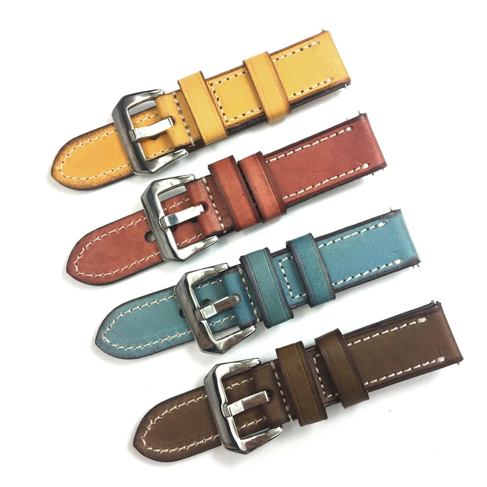 Wachgurt Kuh Leder Retro handgefertigtes Armband 20mm 22 mm 24 mm Vintage Dicke Uhrenbandgurte polierte Schnalle
