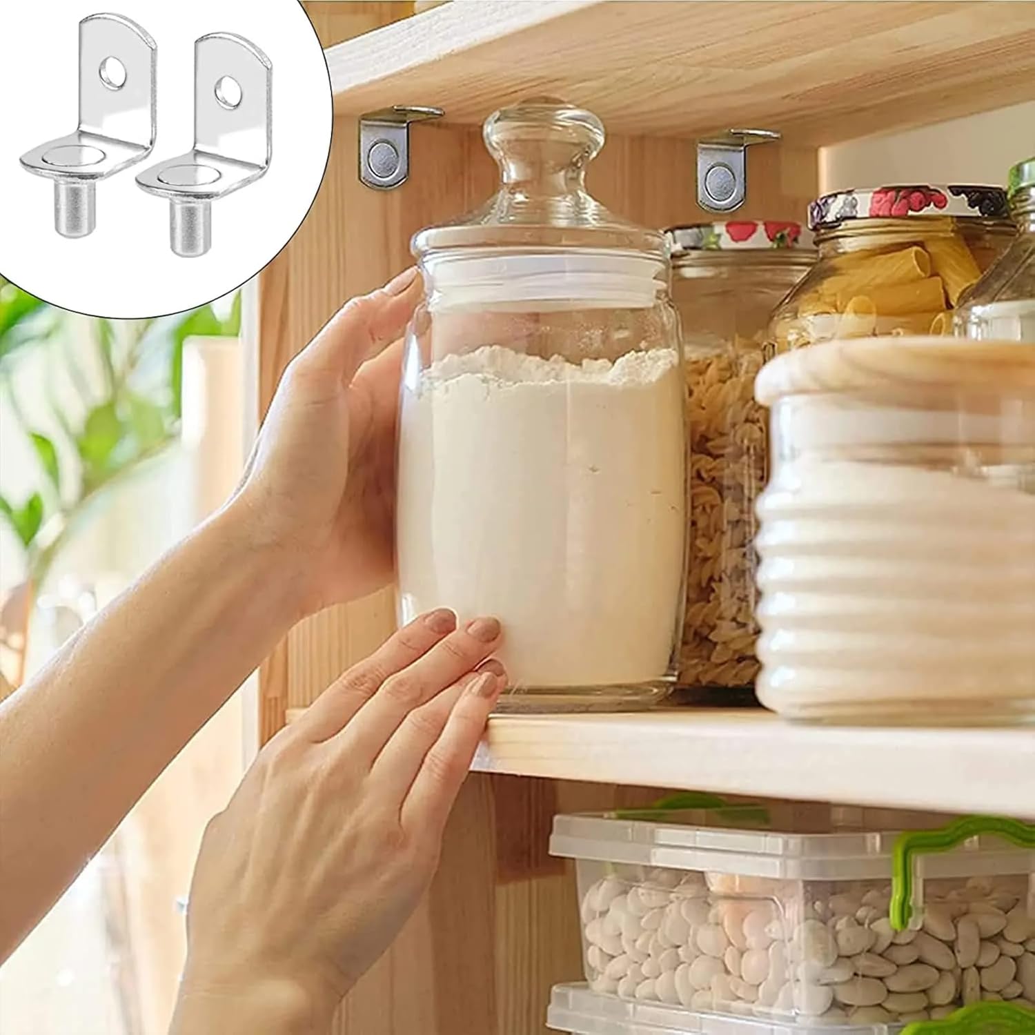 5mm (1/5 inch) Shelf Support Pegs, 50 Pcs L-Shaped Metal Support Pegs with Silicone Sleeve for Kitchen Bookcase Cabinet Furniture Support, Nickel Plated Shelf Pins Holders