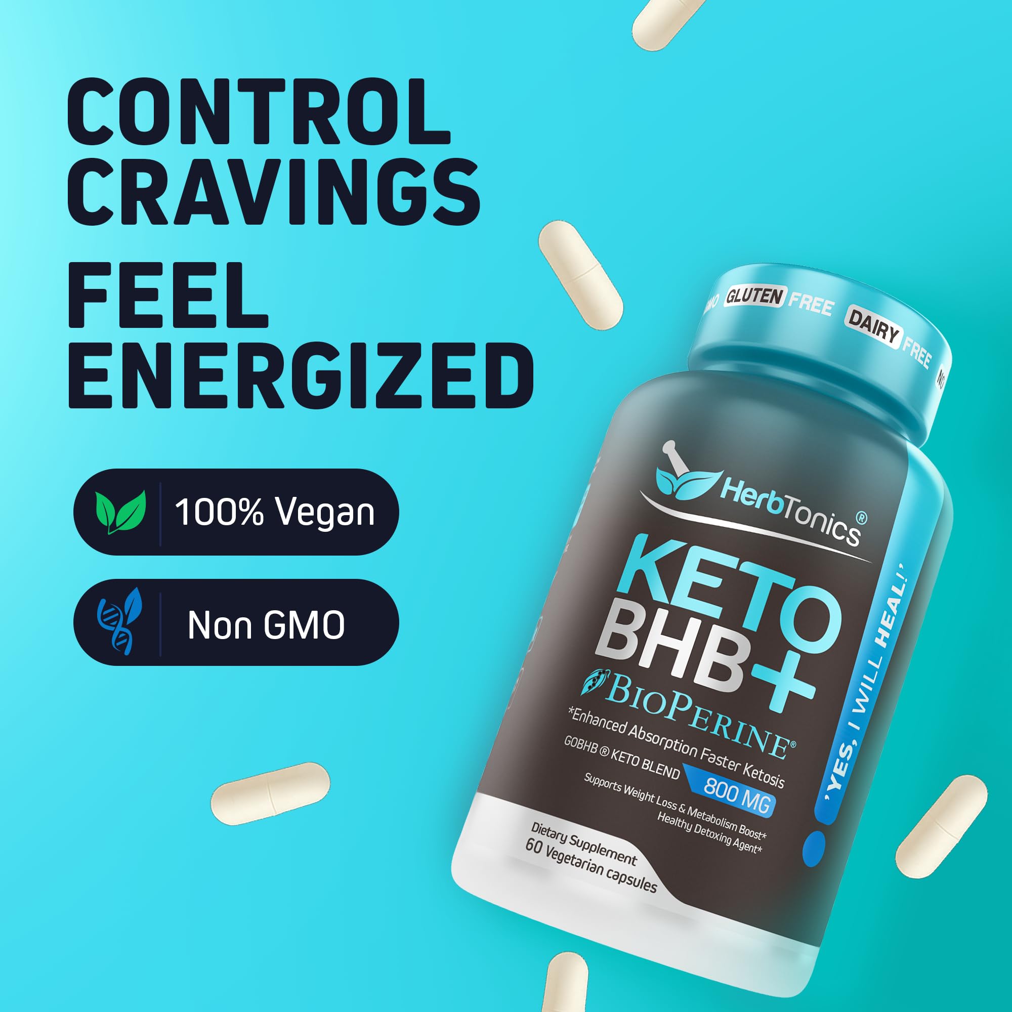 Herbtonics Keto BHB+ Ketone Pills for Weight Management, 60 Vegan Capsules — Amazon image 4