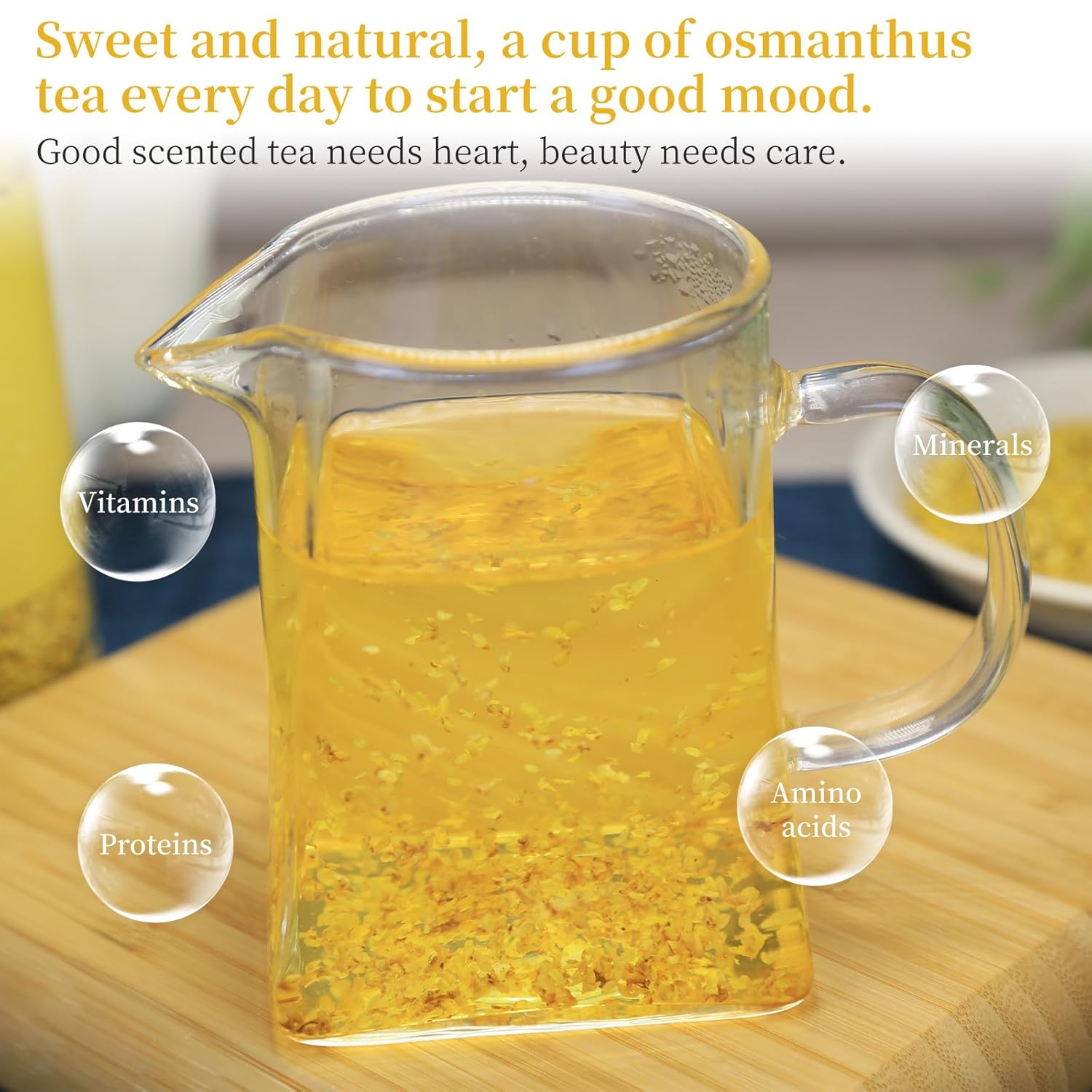 DOZO Dried Osmanthus Flower Loose Leaf 60g/2.11oz Superior Grade Natural Osmanthus Petal for Dessert & Drinks Sulfur Free, Caffeine Free 桂花 桂花茶 桂花糕 桂花蜜