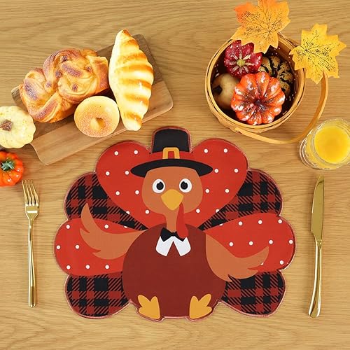 Miniatura 10 de Feuille Juego de 4 manteles individuales de Navidad  Manteles individuales de Pascua para mesa redonda de arpillera para vacaciones, manteles