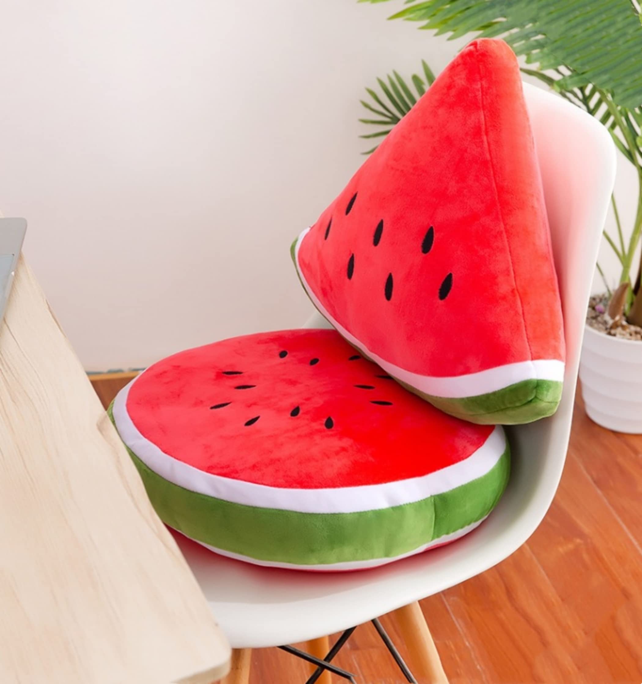 Amazon HXIYAN Watermelon Shaped Pillow Realistic Fruit Cushion Plush Pillow Cute Home Decoration 11.8in Triangle Home Kitchen