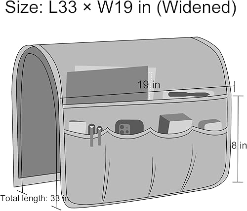 Miniatura 12 de Organizador de reposabrazos para sofá, soporte de control remoto para sofá reclinable, organizador de silla con 5 bolsillos para revista, tableta