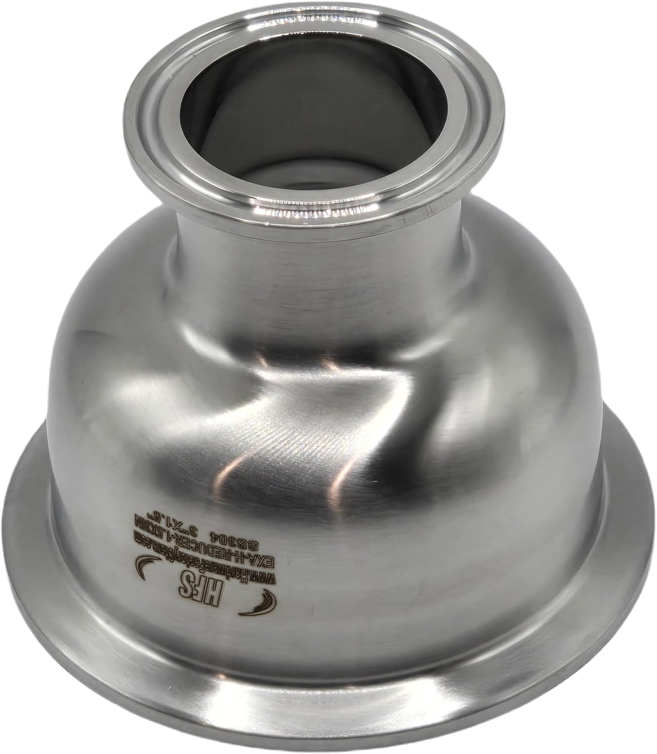 HFS(R) Tri Clamp 1.5" to 6" Hemispherical Bowl Reducers Sanitary Fittings 304 Stainless Steel