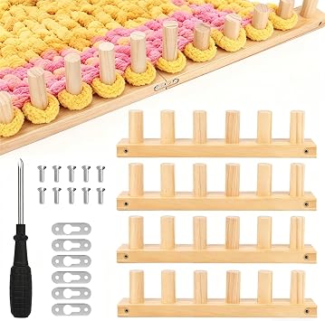 52" Chunky Blanket Knitting Loom Kit, 4PCS Wooden Adjustable Loom Set