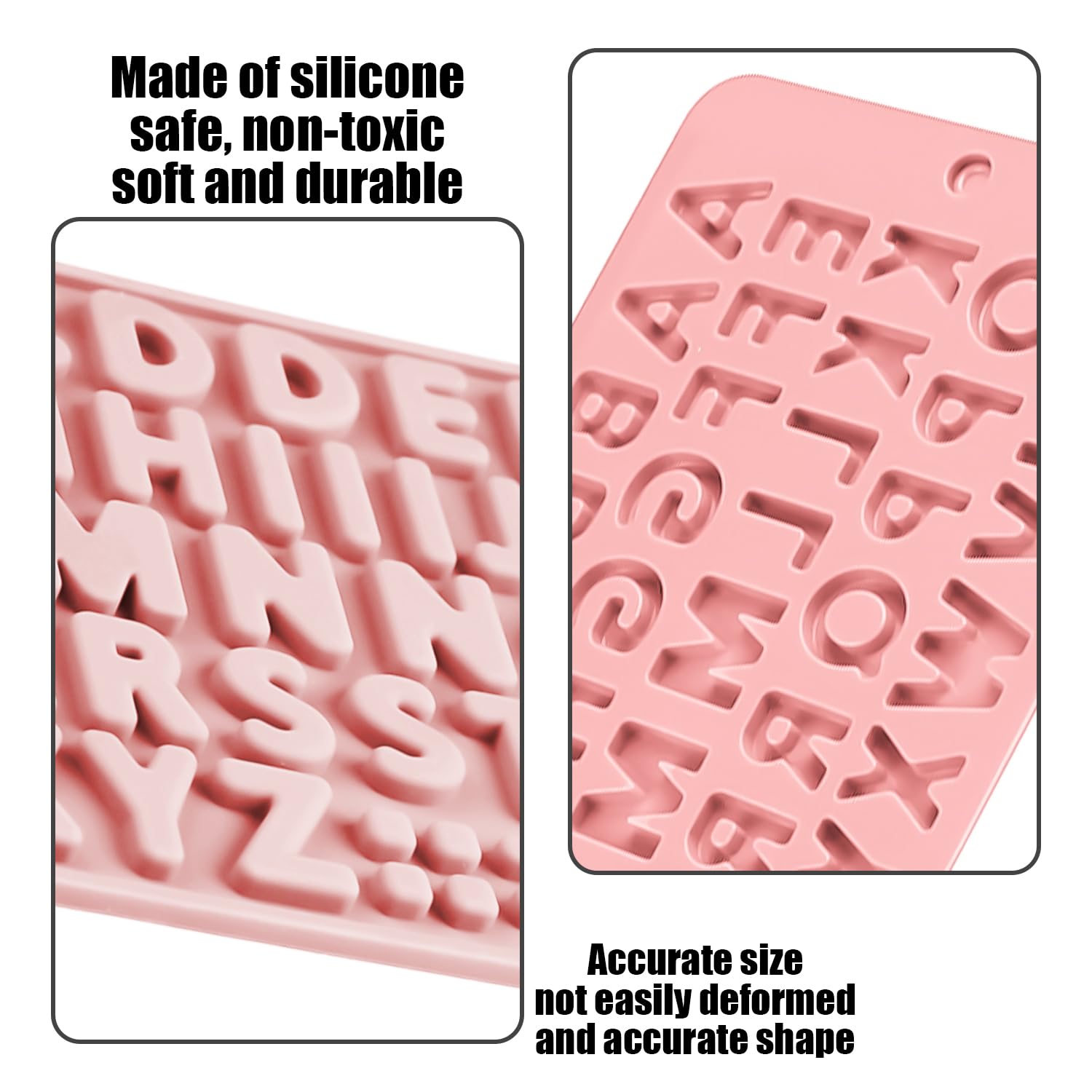 Moules En Silicone Lettres & Chiffres Rose Et Bleu + Spatule - Pour Chocolat, Gâteaux, Bonbons - 20,8 X 11,5 Cm