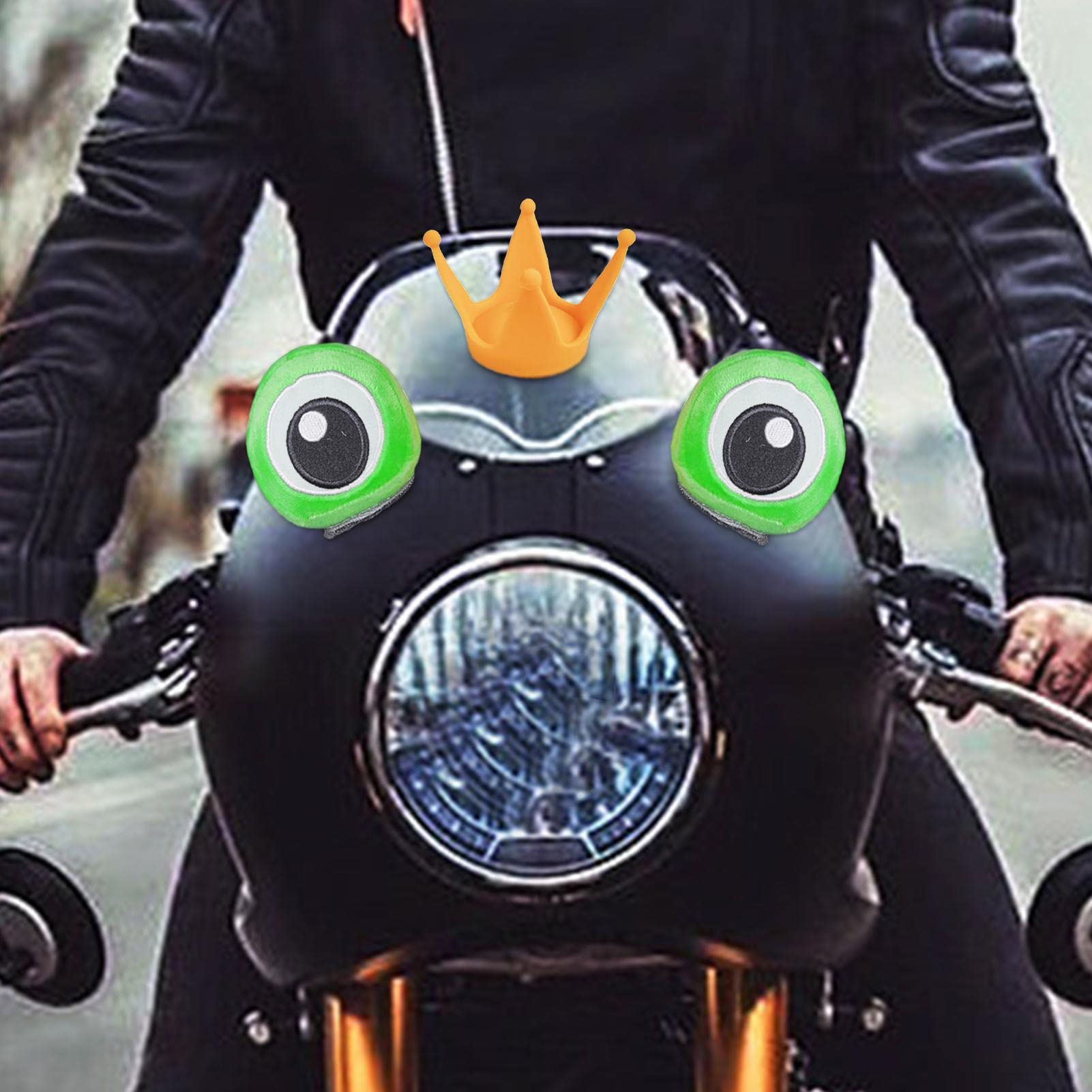Accessoire Casque Yeux De Grenouille + Couronne - Décoration Mignonne Rubans Pour Vélo, Moto, Ski - Cosplay Fun