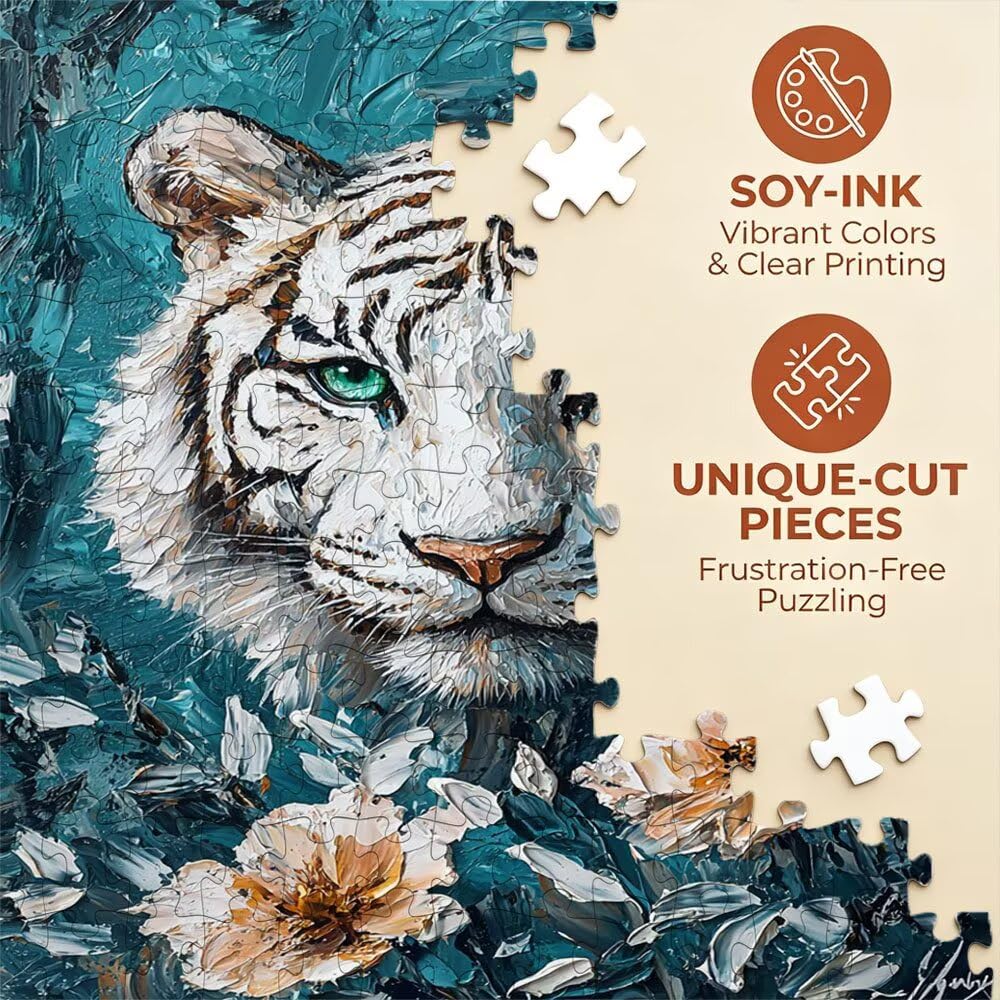 Puzzle 5000 Teile Erwachsene, Jigsaw Puzzle Erwachsene 5000 Teile, WeißEn Tiger Puzzles, Impossible Klassische Puzzles, Herausfordernde Familie Aktivität Spiele, für Home Decor und Geschenke DX0YL2385