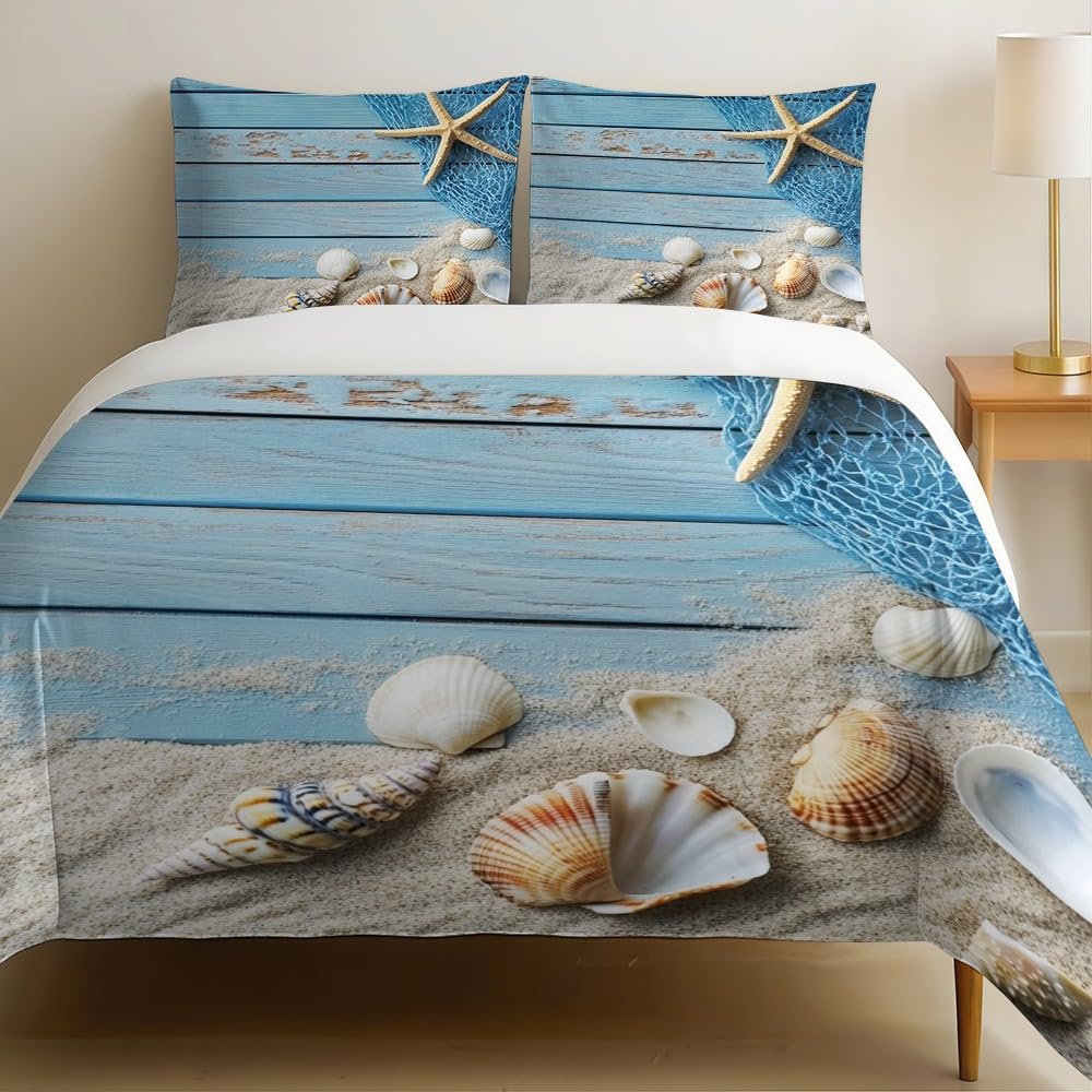 Parure de Lit Enfant Coquillages de Plage pour Chambre Évasion