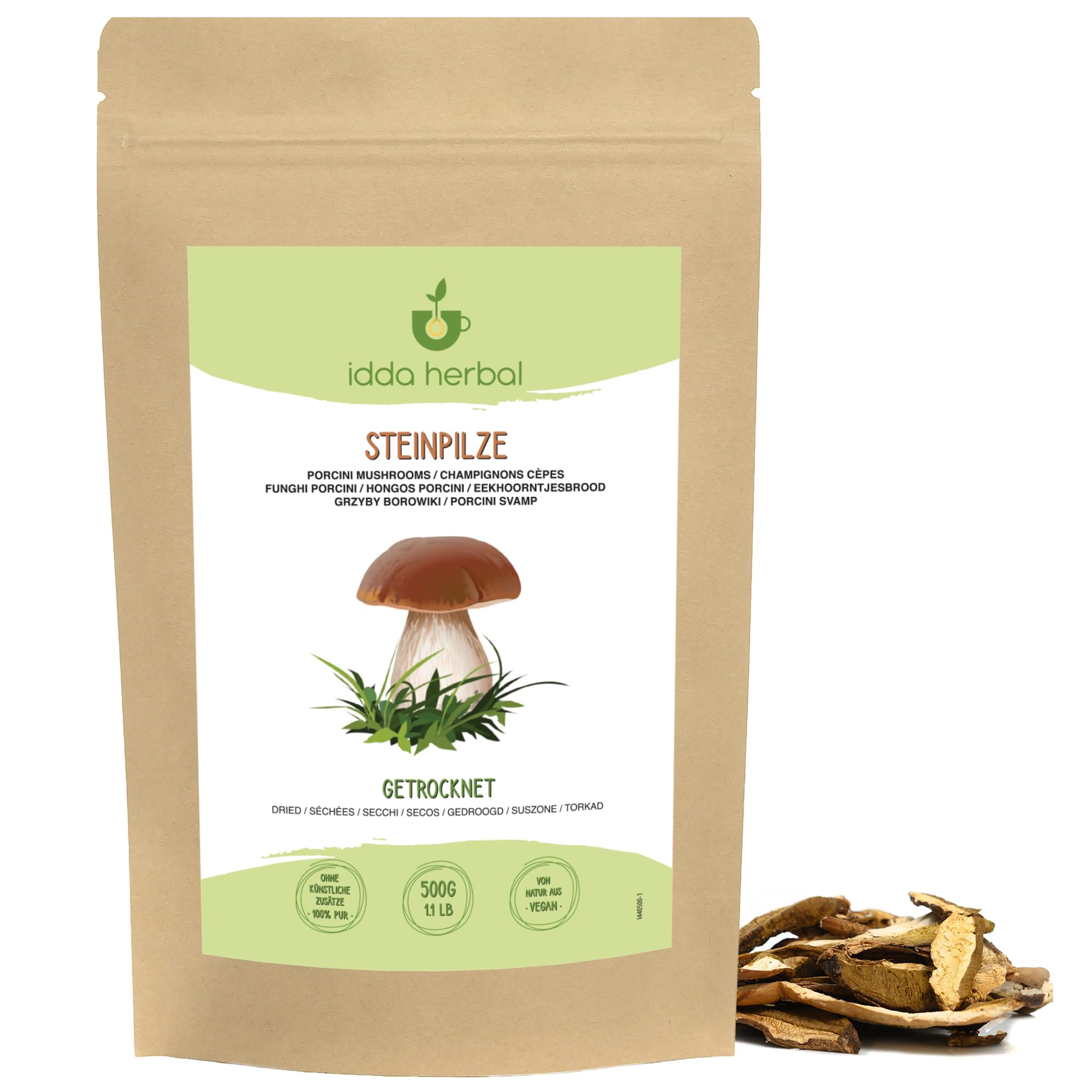 IDDA Herbal Suszone Grzyby Borowiki 500g, Boletus edulis, Suszone Grzyby do Gotowania