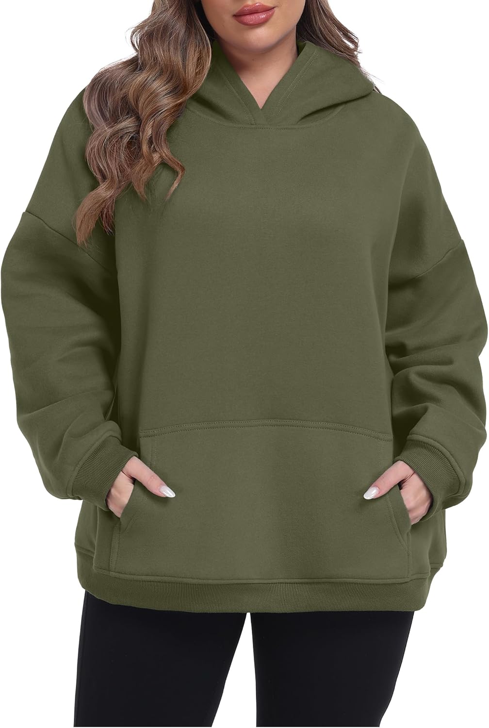 OLRIK Plus Size Hoodies for Women Fleece-Lined Thick Sweatshirts with Kangaroo Pocket Cozy Hooded Pullover Fall Winter