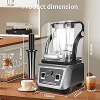 Vista 2 de Commercial Blender with Soundproof Shield, 70 Oz Quiet Professional Blenders, Heavy Duty Blender with Strong and Quiet Professional-Grade Power