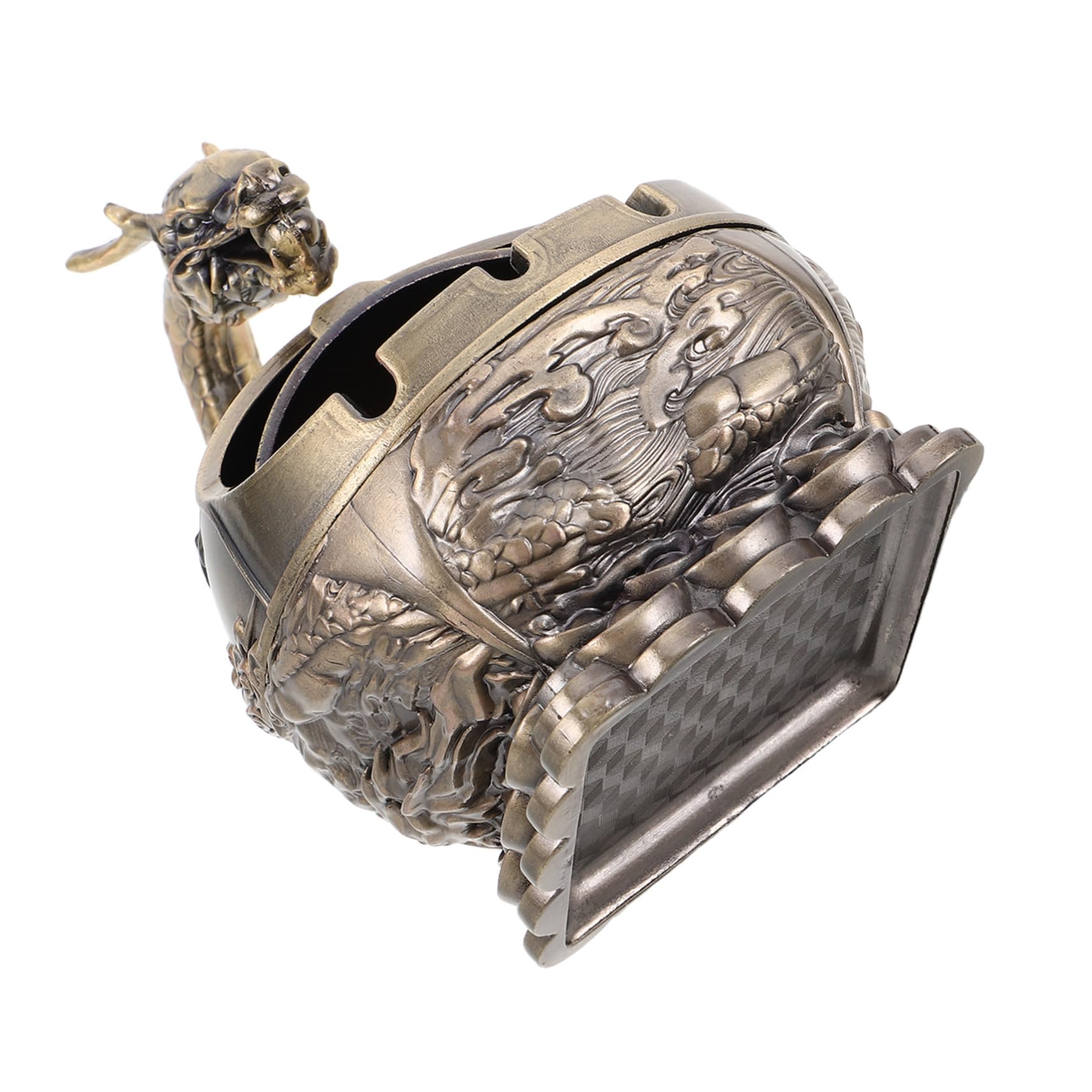 Cendrier dragon sculpté main en métal pour une décoration vintage de luxe