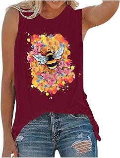 Plus Size Summer Tops for Women UK, Casual Printed Sleeveless Top Blouse Tank Camisole Girls Cami Shirts Siren Gym Blouse Camisole Top Yoga and Sports Undershirt