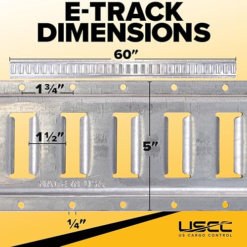 Miniatura 2 de US Cargo Control E Track, fabricado en Estados Unidos, riel de acero de calibre 12 de 5 pies galvanizado E riel, rieles horizontales para remolques,