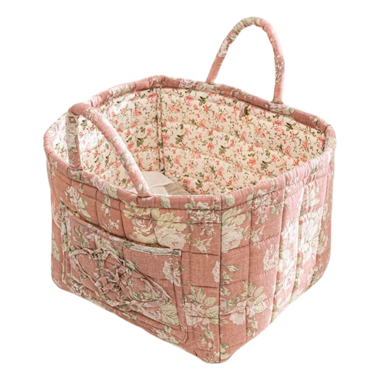 Portable Fabric Storage Basket with Sturdy Handle, Foldable Laundry Organizer Home Fabric Storage Basket