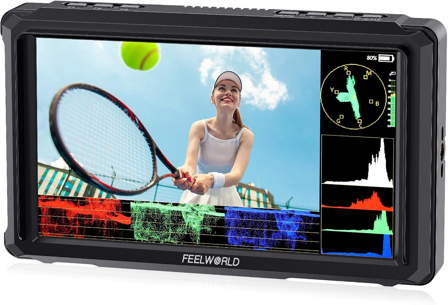 FEELWORLD FW568 PRO 6 Inch 1200nit High Bright Camera DSLR Field Monitor Custom 3D LUT Camera Monitor 4K 60Hz HDMI in Out Waveform Monitoring Lightweight