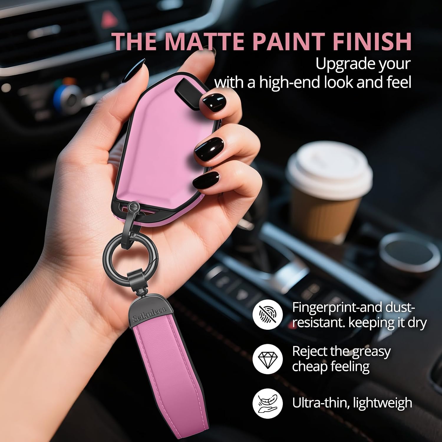 for Kia Key Fob Cover - Matte TPU Key Fob Cover with Leather Keychain image 5