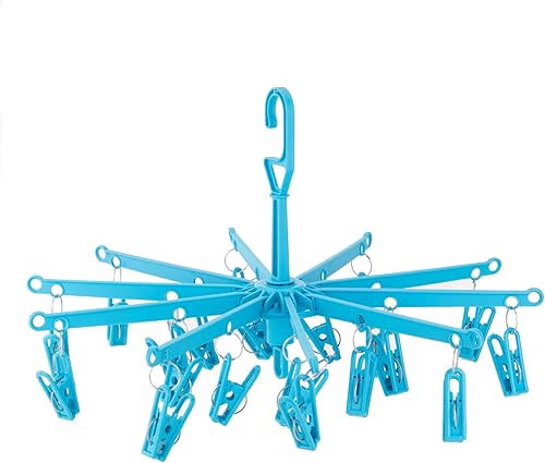 HANGERWORLD Estante de secado de ropa colgante de 20 clips para calcetines, ropa interior y ropa de bebé (blanco)