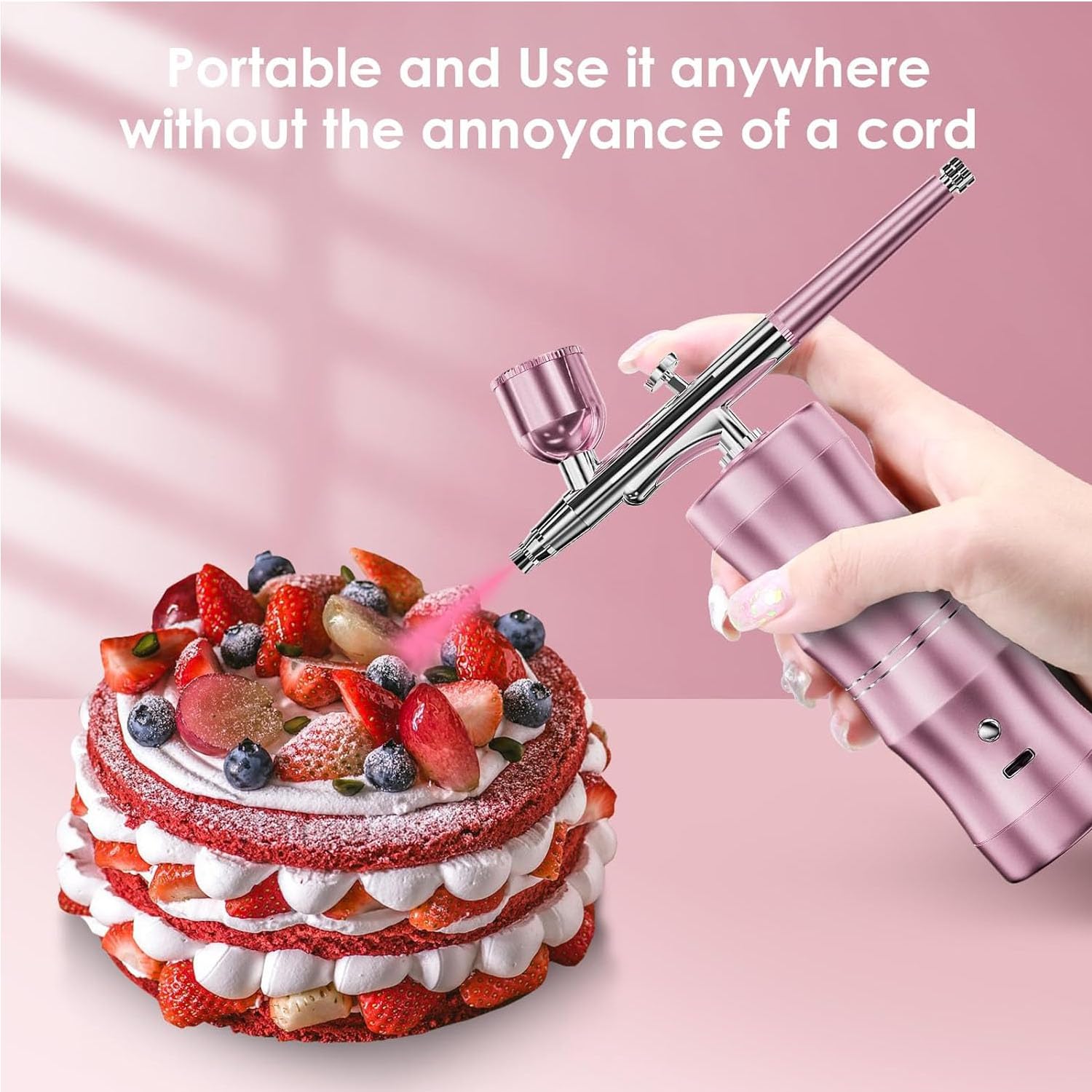 Kit Aerografo Senza Fili Portatile Mini Compressore Nebulizzatore Ricaricabile Ad Alta Pressione 0,35 Mm Nozzle Per Nail Art Trucco Tatuaggio