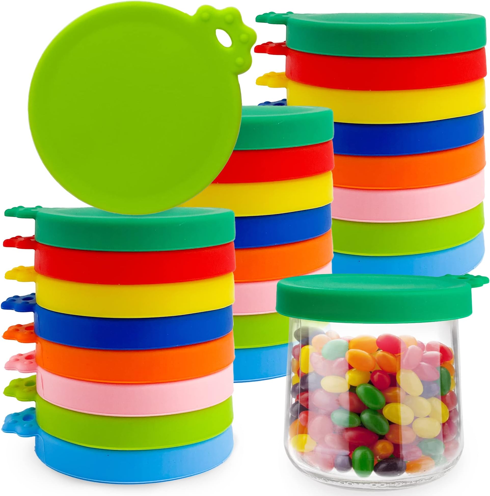 Oui Yogurt Jar Lids - 24 pack Oui Silicone Lids for Yoplait Yogurt Container ，Sealed against leaks Silicone lids for oui yogurt jars in 8 colors