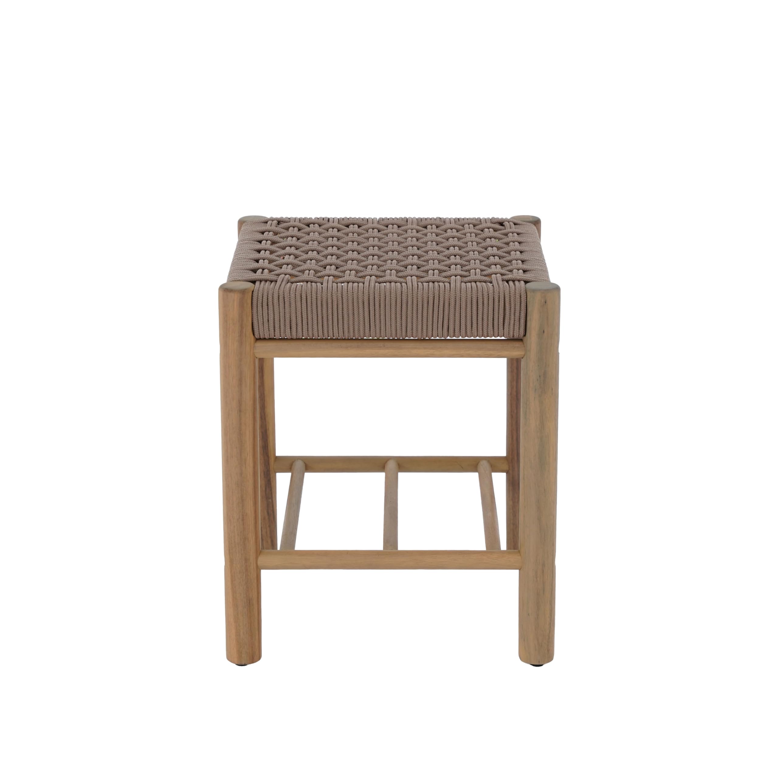 BAÏTA Tabouret intérieur et extérieur AVI en Bois d'acacia et Corde Marron Clair