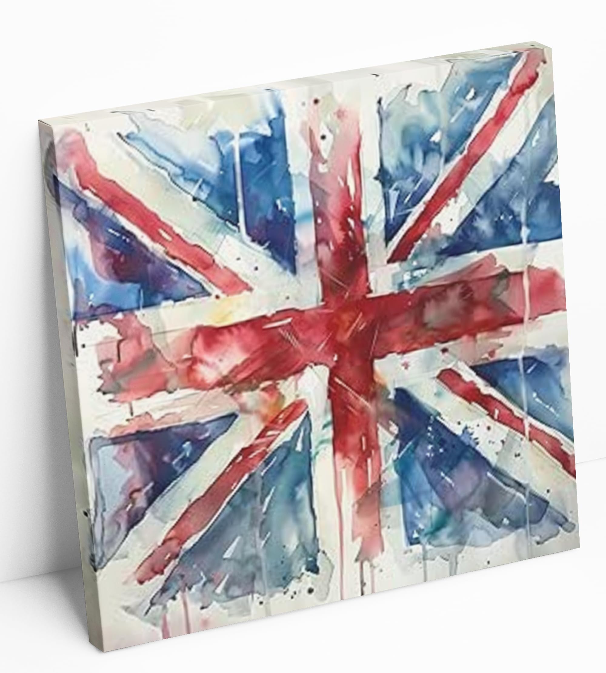 Love By Canvas Multicoloured Paint Effect Union Jack Canvas Wall Art Picture (16” X 16”)