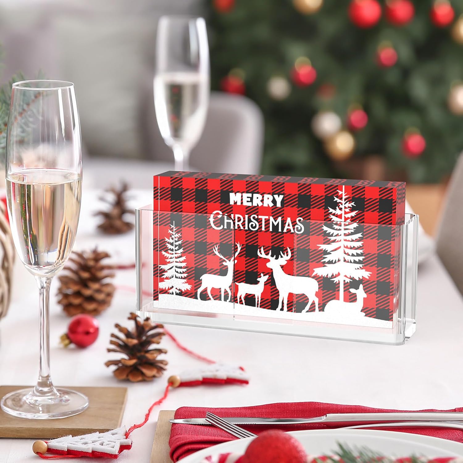 Napkin Holder, Clear Acrylic Napkin Dispenser for Disposable Hand Towels, Bathroom Vanity Organizer Tray Guest Paper Towels Holder Lucite Tray for Bathroom, Business, Restaurant, Hotel - Image 7