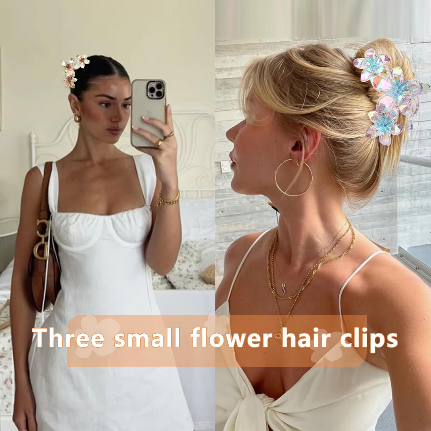 MOTIBACK Flower Hair Claw Clips 4PCS Set - Non-Slip Grip Clips for Thick Hair Girls Women Ladies Hair Accessories with Gentle Hold - Image 2