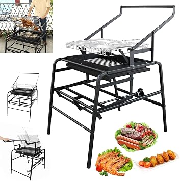 360 Rotating Charcoal Grills,Stainless Steel Flipping Barbecue Grill Portable Charcoal Grill Outdoor Stove for Camping BBQ Picnics Beach Party Cooking Outdoor Garden Yard