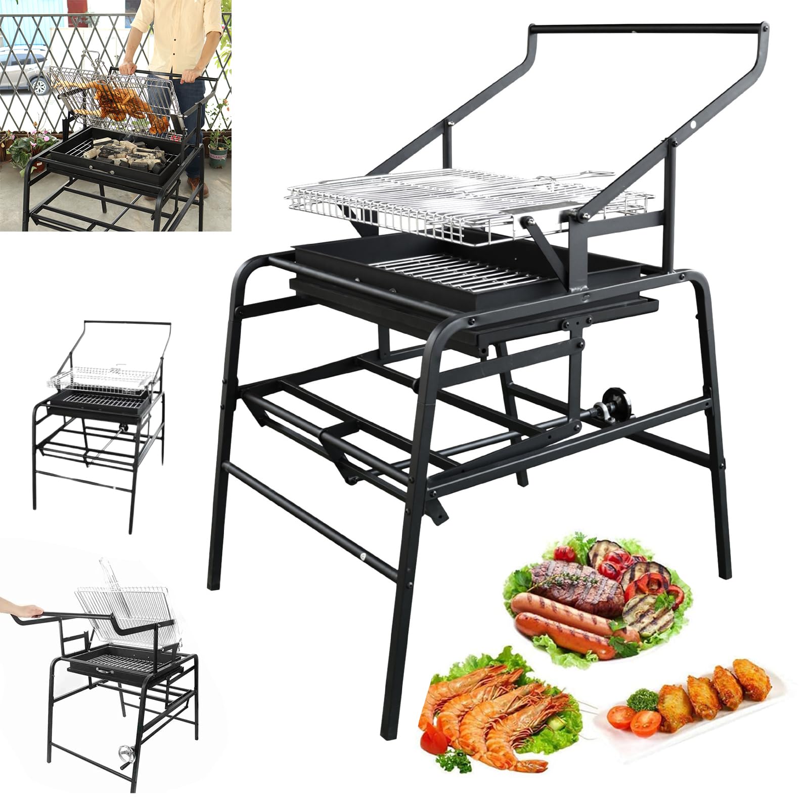 Barbecue da Esterno, Barbecue a carbonella, Portatile, Pieghevole, da Tavolo, in Acciaio Inox, per Picnic, Giardino, terrazza, Campeggio, ECC