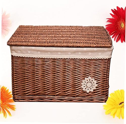 Miniatura 4 de BESPORTBLE Cesto de mimbre para ropa sucia, organizador de mimbre para estantes de mimbre, cesta de mimbre para centro de mesa de Pascua, contenedor