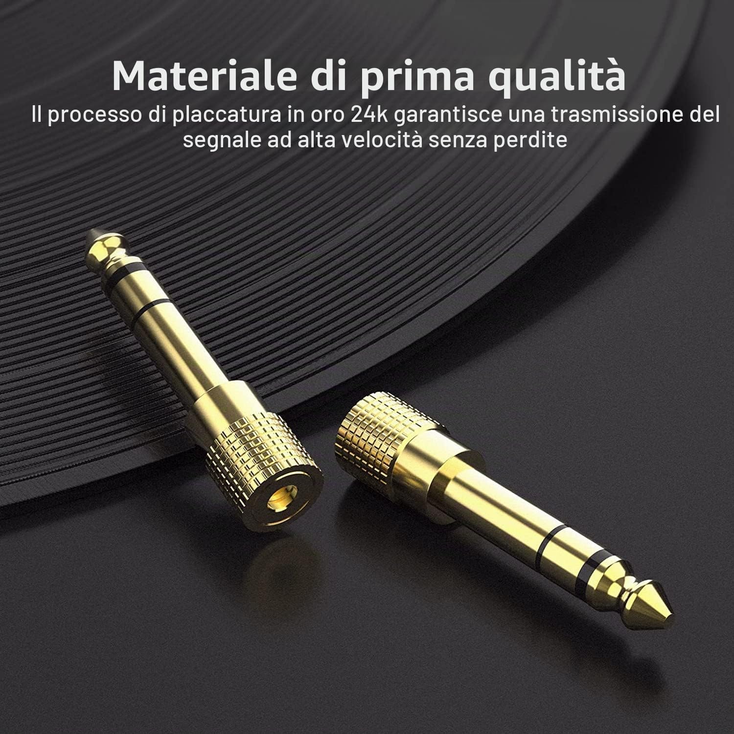 PremiumCord - Adattatore Jack Stereo da 6,3 mm a Jack Stereo 3,5 mm, Placcato Oro