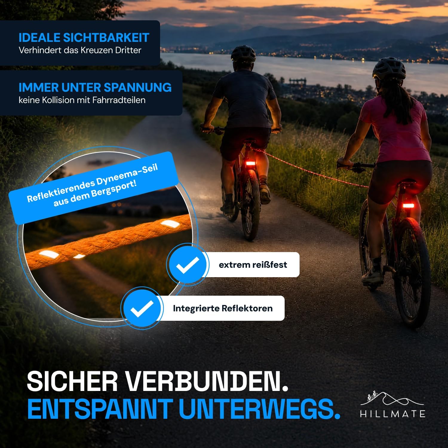 Fahrrad Abschleppseil – Belastbar bis 150 kg – Flexible Abschlepphilfe