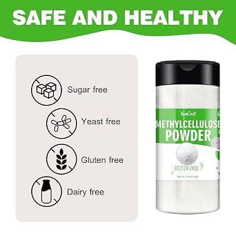 Methylcellulose Powder - 3.5oz Pure Methylcellulose Powder for Fondant, Ice Cream Stabilizer, Food Grade Methylcellulose Thickener and Emulsifier for Cake, Frozen Foods, Candy, Yogurt, Gum Paste