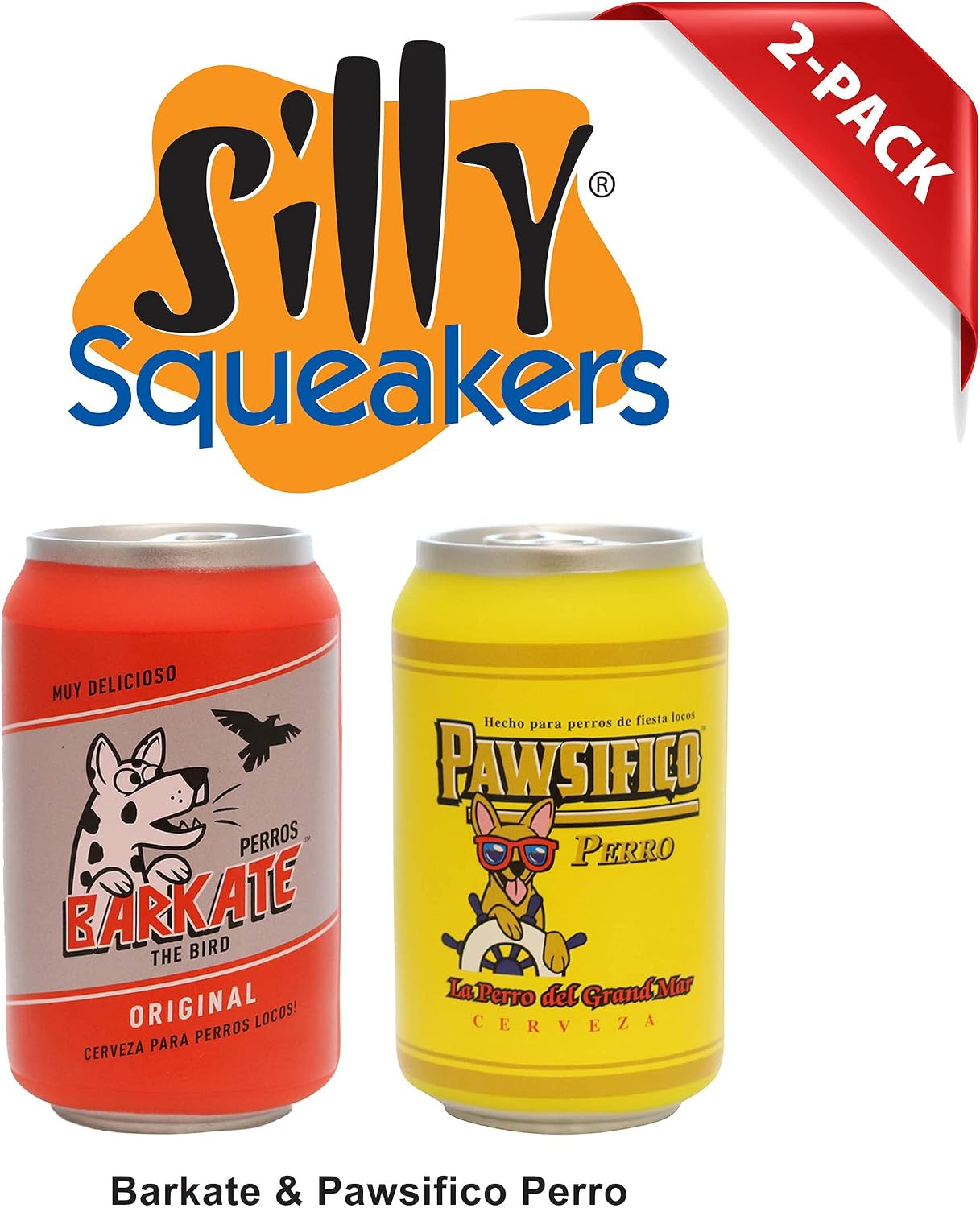 SILLY SQUEAKERS –Beer Can -Combo Pack- Dog Toy -100% Vinyl. Made Durable & Strong. Novelty Play Toy &Floats (Barkate & Pawsifico Perro)