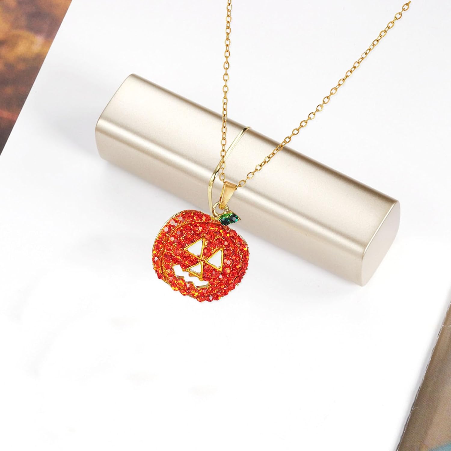 YUNXI Pumpkin Rhinestone Earrings for Women Sparkling Halloween Dangle Earrings Gold Pumpkin Studs Party Costume Jewelry - Image 5