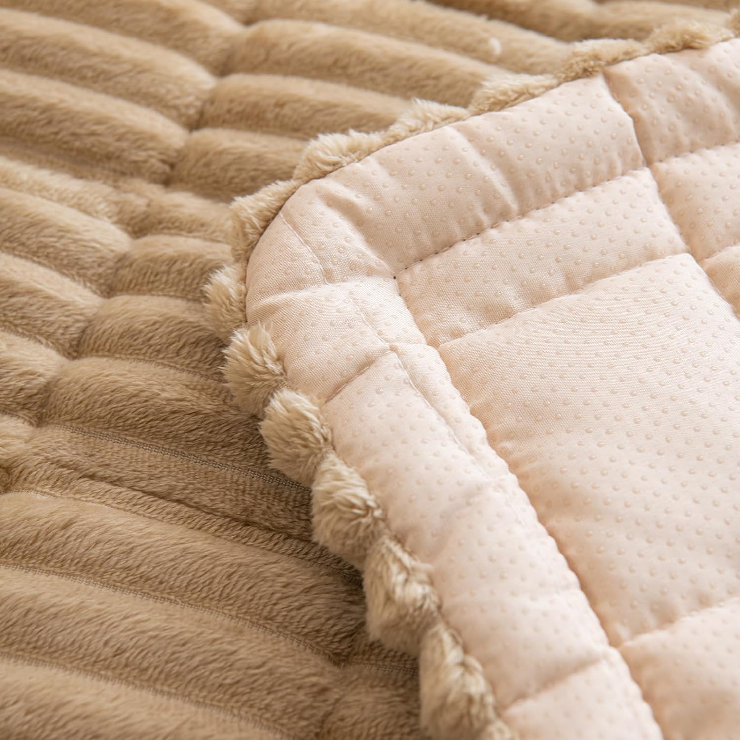 ele ELEOPTION Fuzzy Pet Couch Covers for Sofa Washable Plush Small Medium Large Dog Pad Furniture Protector Pet Non-Slip Mat for Dogs and Cats Couch Fluffy Blanket (Coffee, 28x71inch)